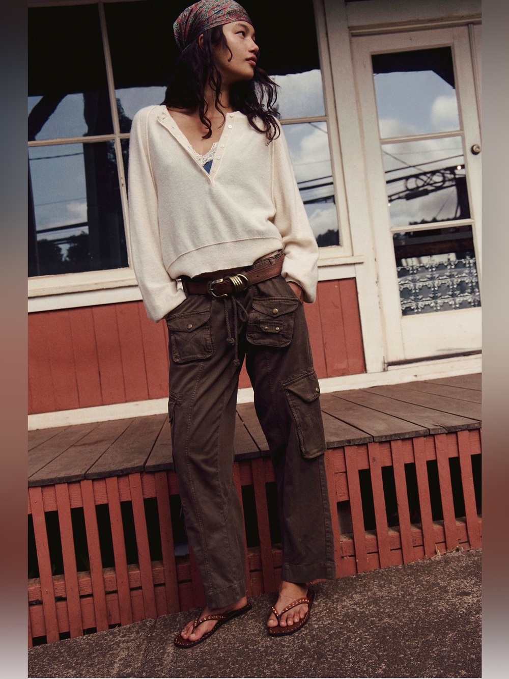 Free people black Tahiti cargo pants